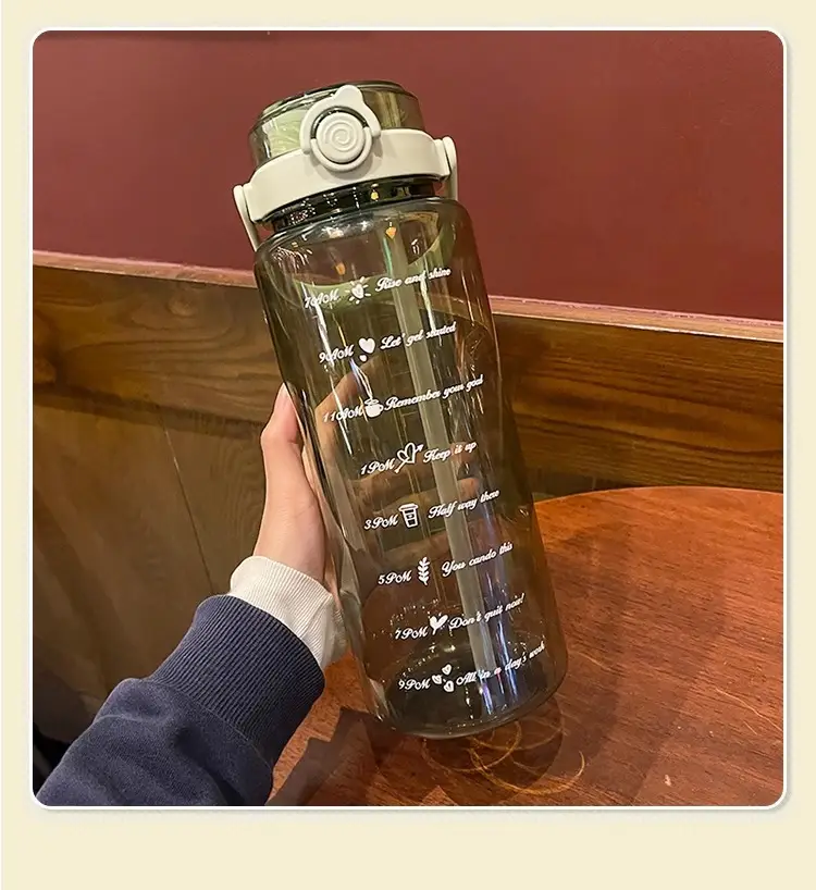 Summer Large-Capacity Sports Transparent Kettle, Outdoor High-Looking Portable Water Cup, Plastic Cup with Straw, Double Drinking Cup — feature 14