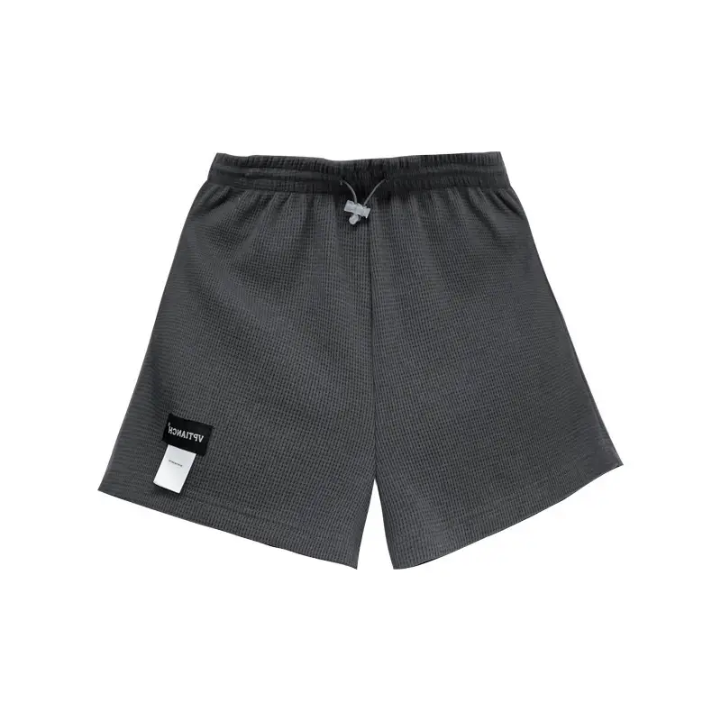 Women Black Waffle Shorts Elastic Waist Wide Leg - Image 8