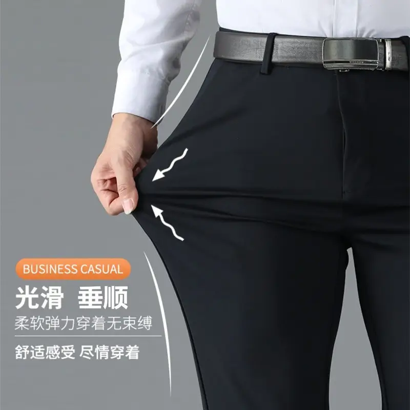 Men's Thin & Stretchy Black Pants Business Casual - Image 6