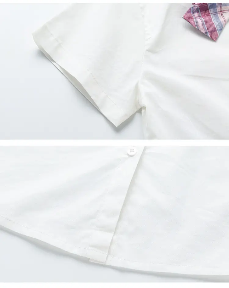 Girls Plaid Pleated Skirt Set Summer School Uniform — feature 24