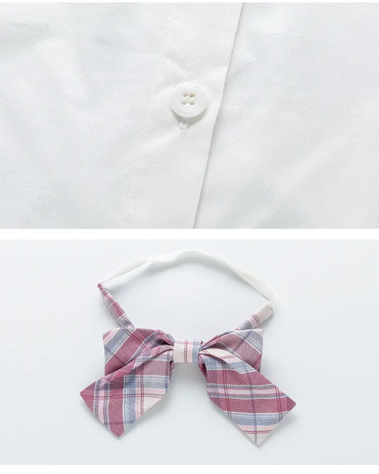 Girls Plaid Pleated Skirt Set Summer School Uniform — feature 25