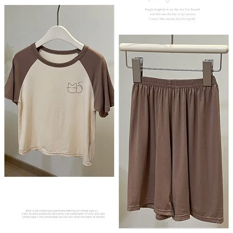 Children's Green White Raglan Sleeve Shorts Set - Image 8