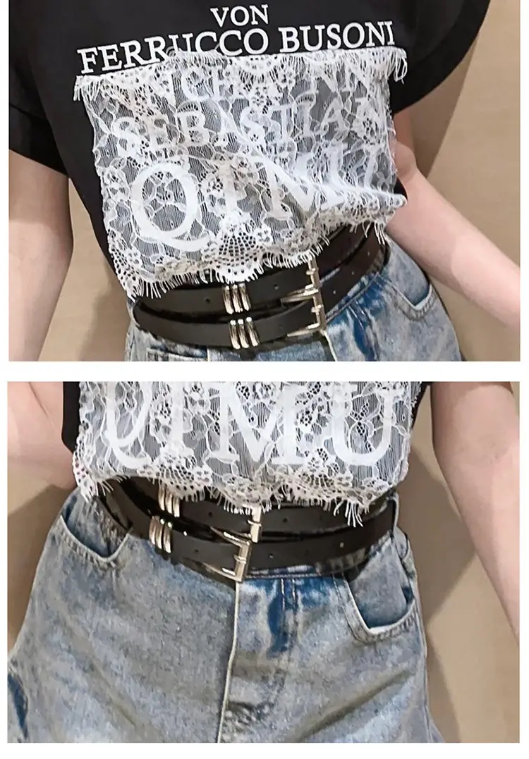 Girls 2-Piece Denim Skirt & Lace Top Set Medium Large — feature 21