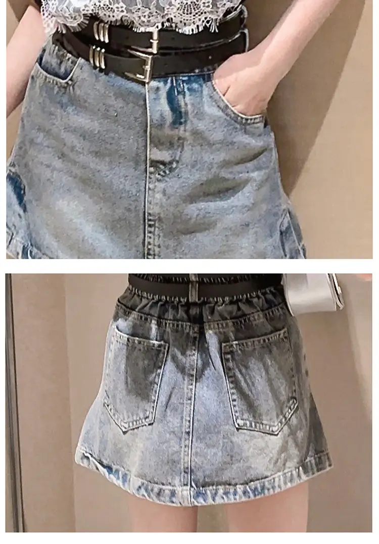 Girls 2-Piece Denim Skirt & Lace Top Set Medium Large — feature 22