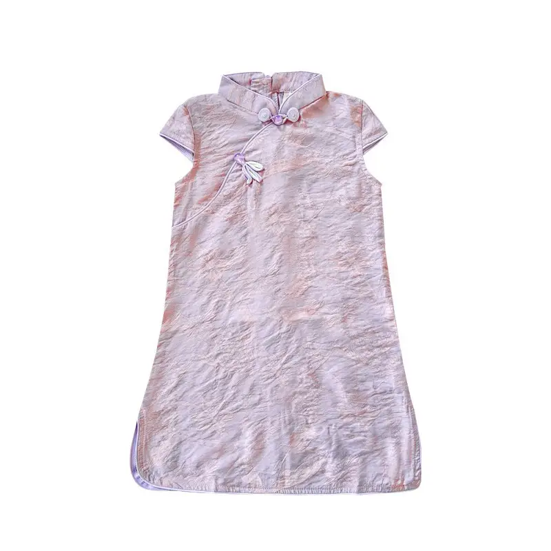 Girls Cheongsam Dress 2025 Summer Antique Pink - Image 6