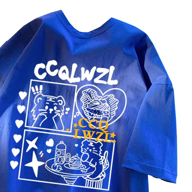 Men's CQALWZL Graphic Cotton T-Shirt Maroon Loose Fit - Image 3