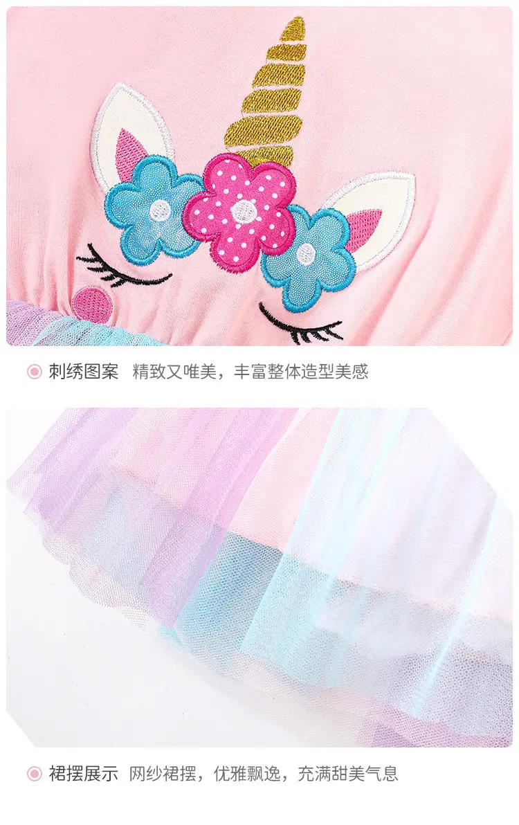 Girls Unicorn Mesh Dress Pink Blue 2025 Summer — feature 16