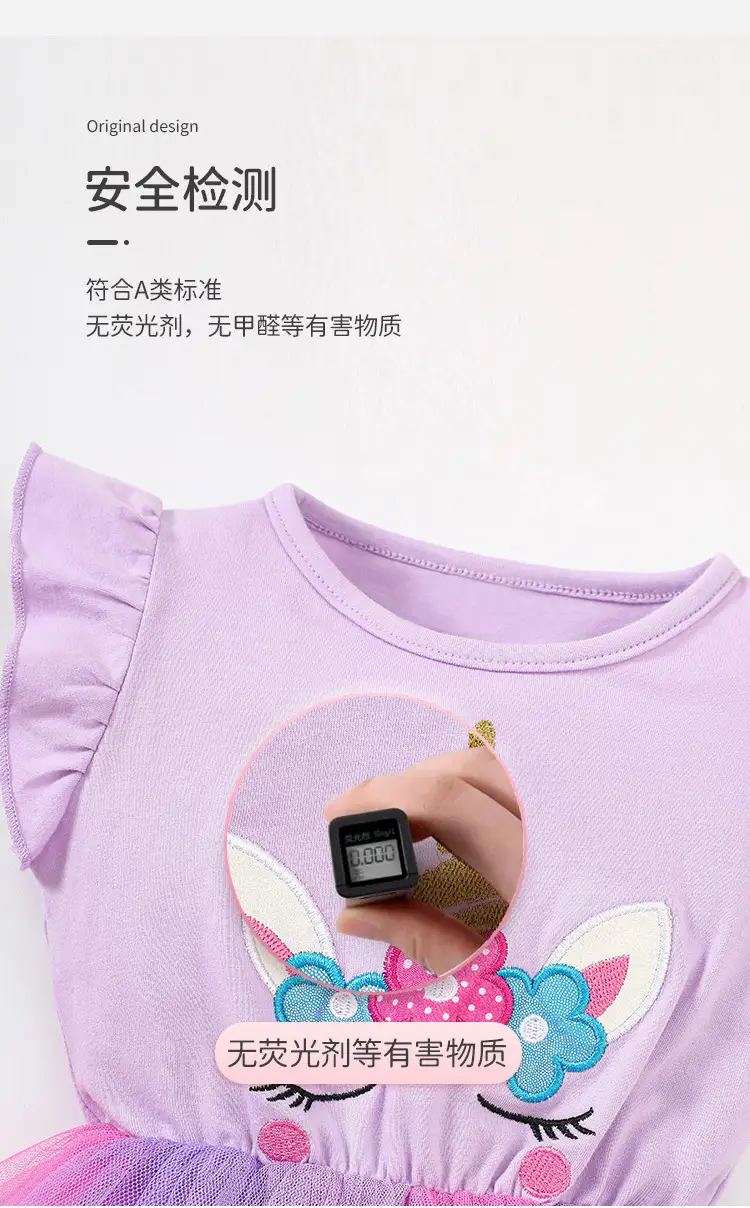 Girls Unicorn Mesh Dress Pink Blue 2025 Summer — feature 7