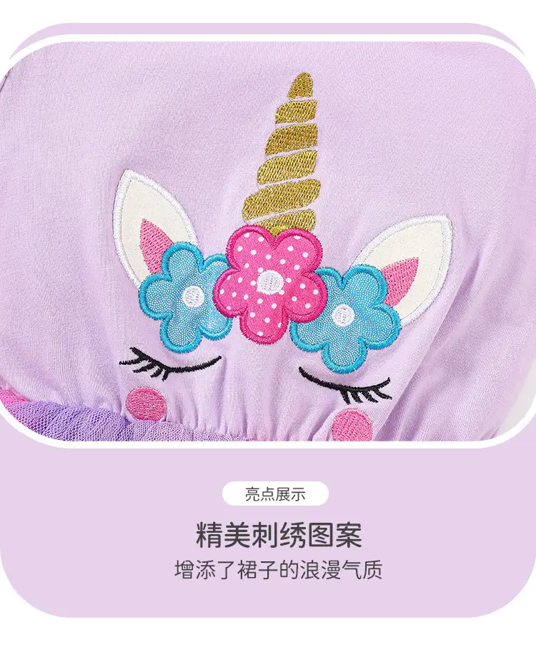 Girls Unicorn Mesh Dress Pink Blue 2025 Summer — feature 9