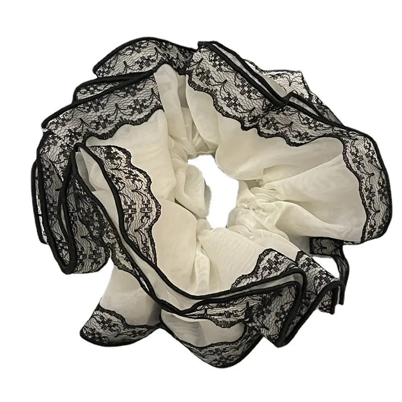 Black Lace Hair Tie with Double Rope & Intestine Ring - Image 7