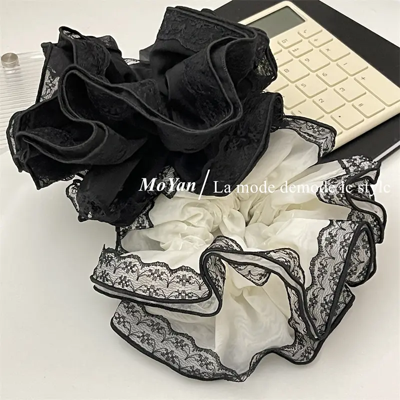 Black Lace Hair Tie with Double Rope & Intestine Ring — feature 10