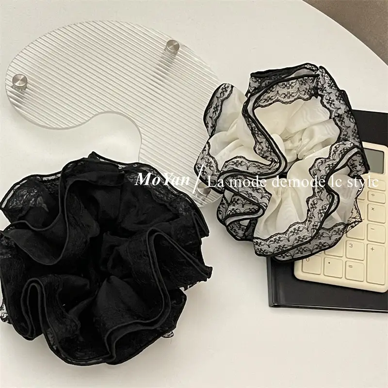 Black Lace Hair Tie with Double Rope & Intestine Ring — feature 11