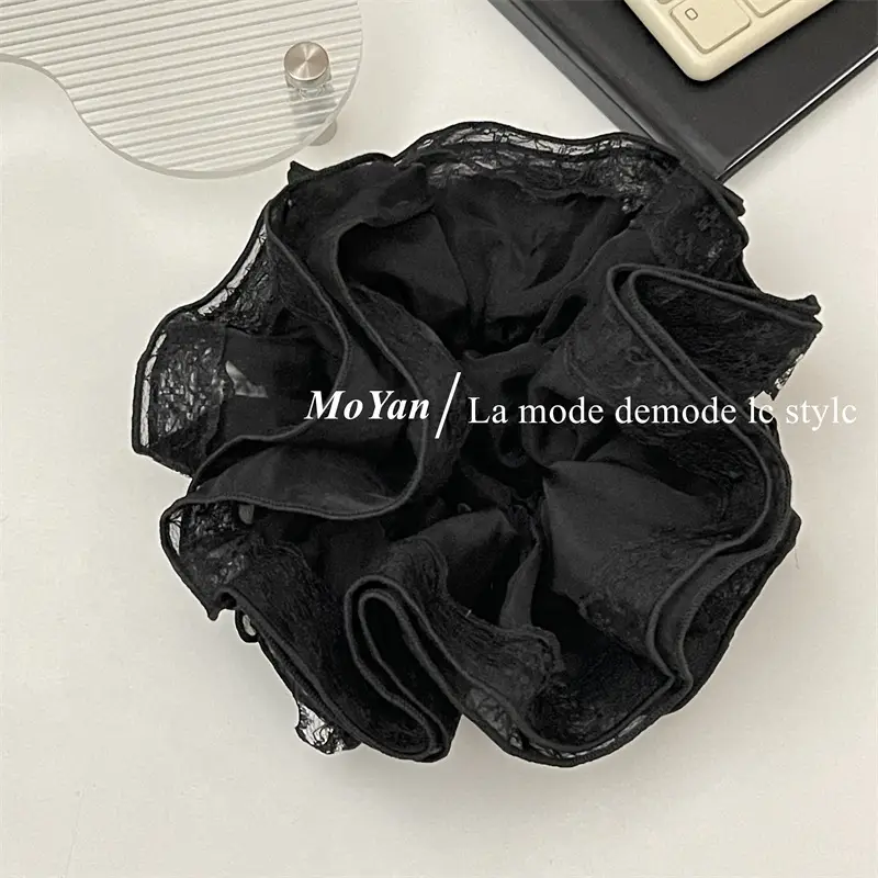 Black Lace Hair Tie with Double Rope & Intestine Ring — feature 12