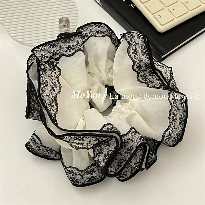 Black Lace Hair Tie with Double Rope & Intestine Ring — feature 13