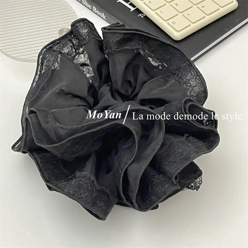 Black Lace Hair Tie with Double Rope & Intestine Ring — feature 14