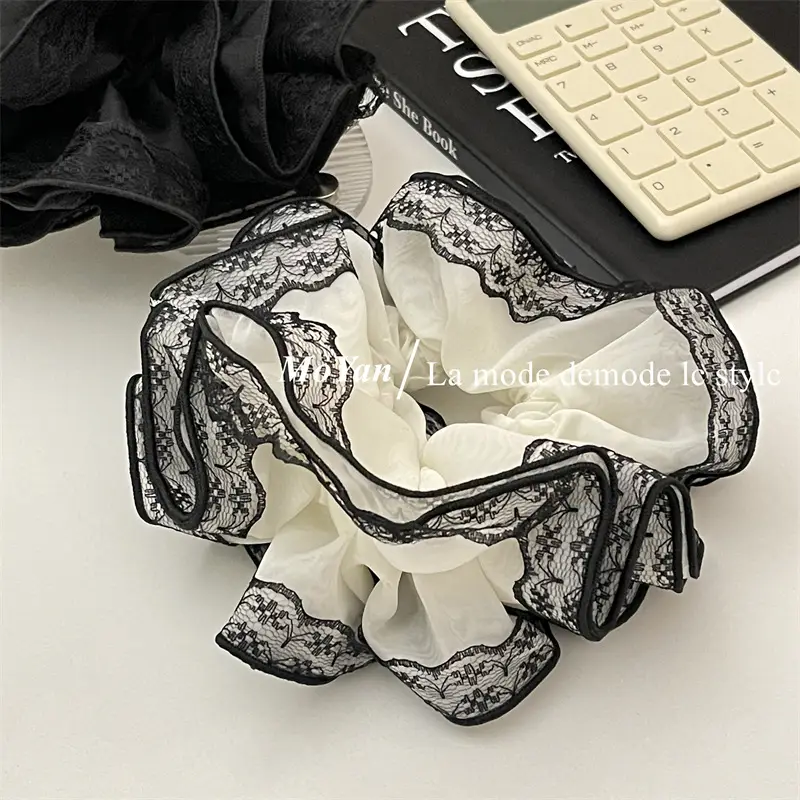 Black Lace Hair Tie with Double Rope & Intestine Ring — feature 15