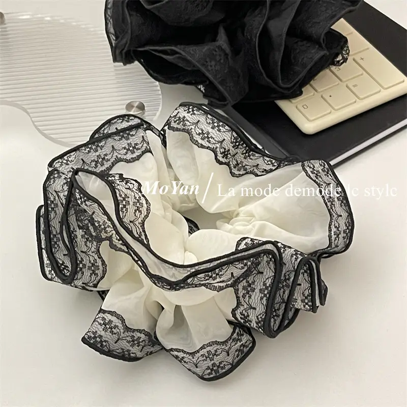 Black Lace Hair Tie with Double Rope & Intestine Ring — feature 16