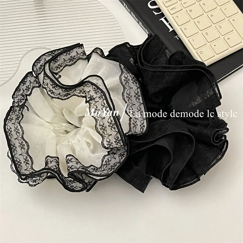 Black Lace Hair Tie with Double Rope & Intestine Ring — feature 17