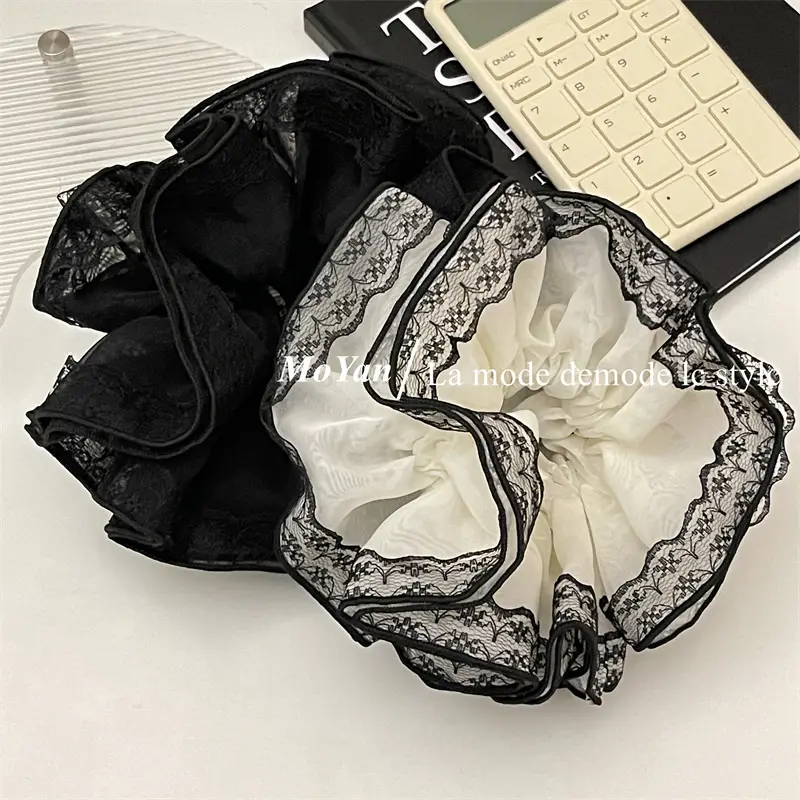 Black Lace Hair Tie with Double Rope & Intestine Ring — feature 18
