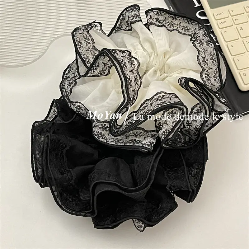 Black Lace Hair Tie with Double Rope & Intestine Ring — feature 19
