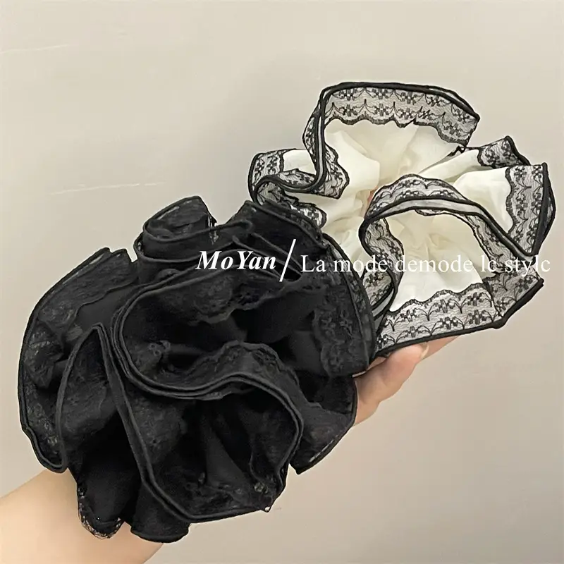 Black Lace Hair Tie with Double Rope & Intestine Ring — feature 3