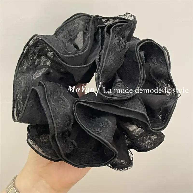 Black Lace Hair Tie with Double Rope & Intestine Ring — feature 4
