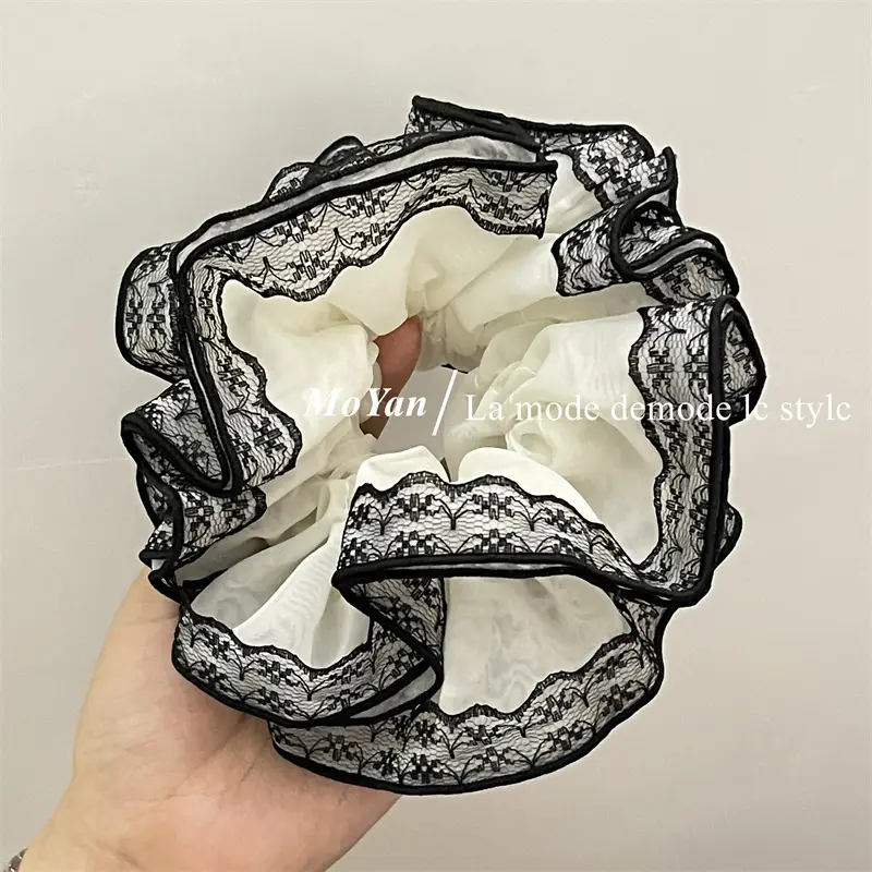 Black Lace Hair Tie with Double Rope & Intestine Ring — feature 5