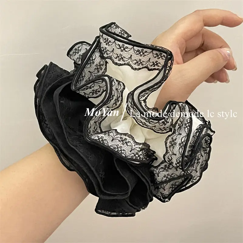 Black Lace Hair Tie with Double Rope & Intestine Ring — feature 6