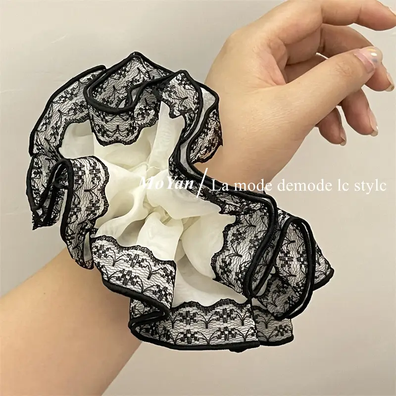 Black Lace Hair Tie with Double Rope & Intestine Ring — feature 7