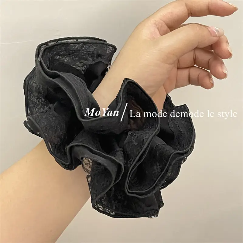Black Lace Hair Tie with Double Rope & Intestine Ring — feature 8