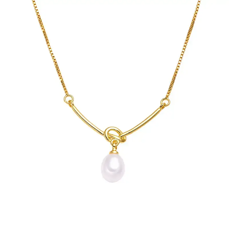 Gold Pearl Knot Necklace for Women - Image 5