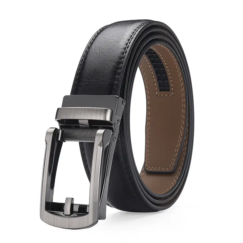 Men's Brown Leather Belt with Stainless Buckle - Image 6