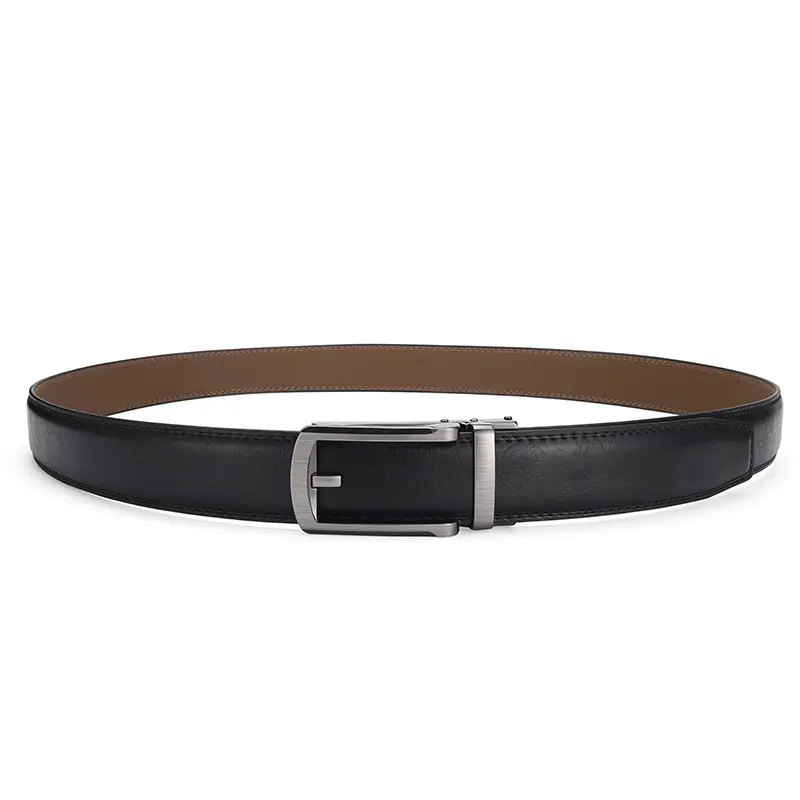 Men's Brown Leather Belt with Stainless Buckle - Image 9