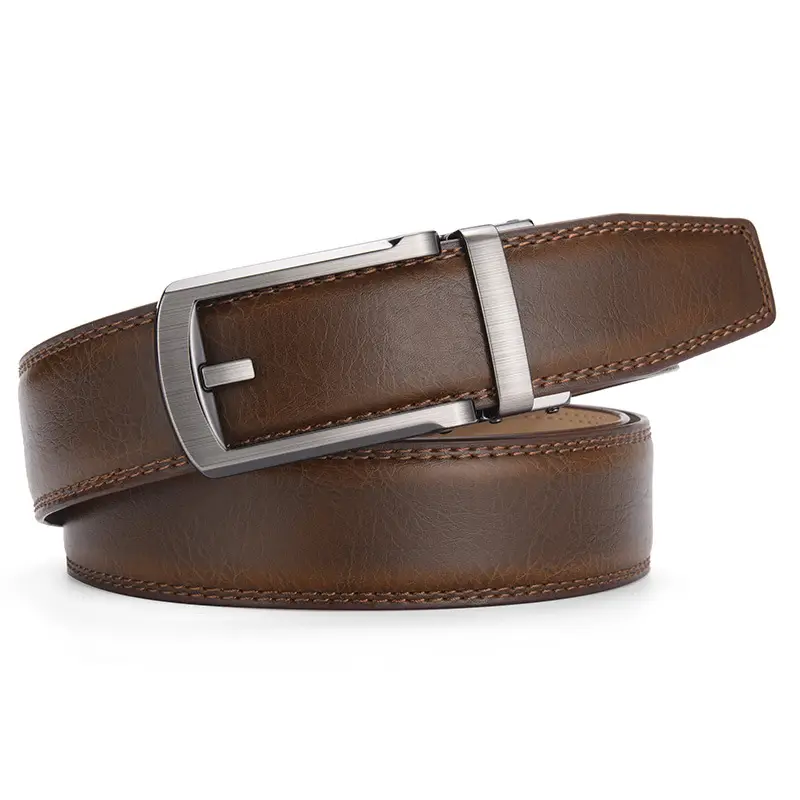Men's Brown Leather Belt with Stainless Buckle β feature 11