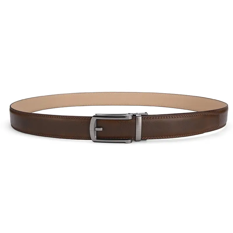 Men's Brown Leather Belt with Stainless Buckle β feature 12