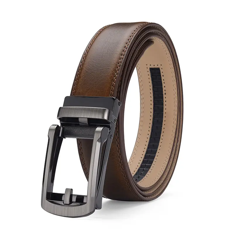 Men's Brown Leather Belt with Stainless Buckle β feature 5