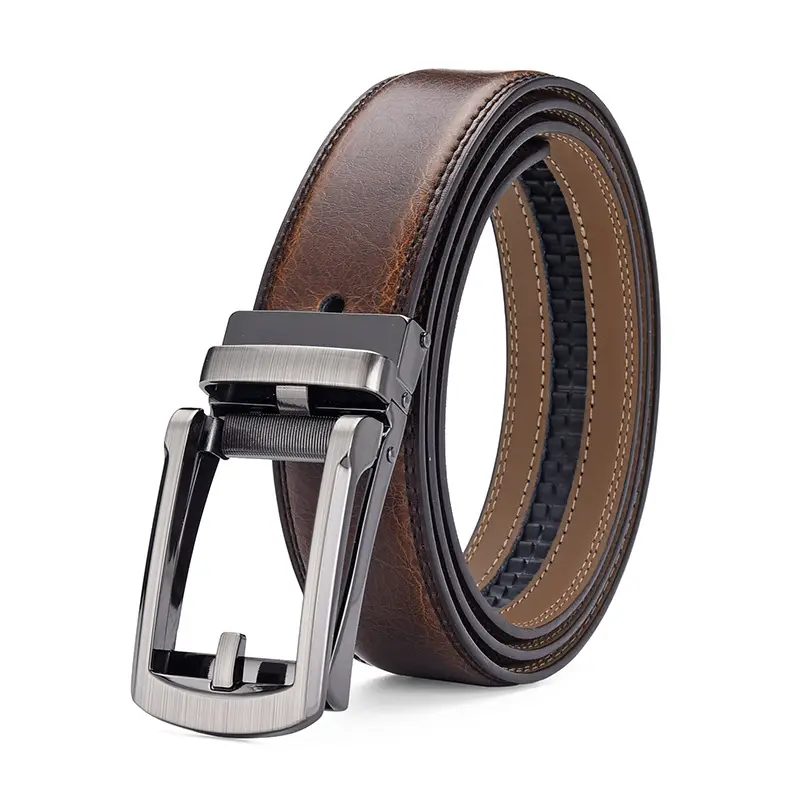 Men's Brown Leather Belt with Stainless Buckle β feature 6