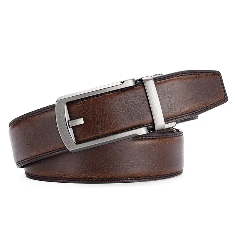 Men's Brown Leather Belt with Stainless Buckle β feature 7