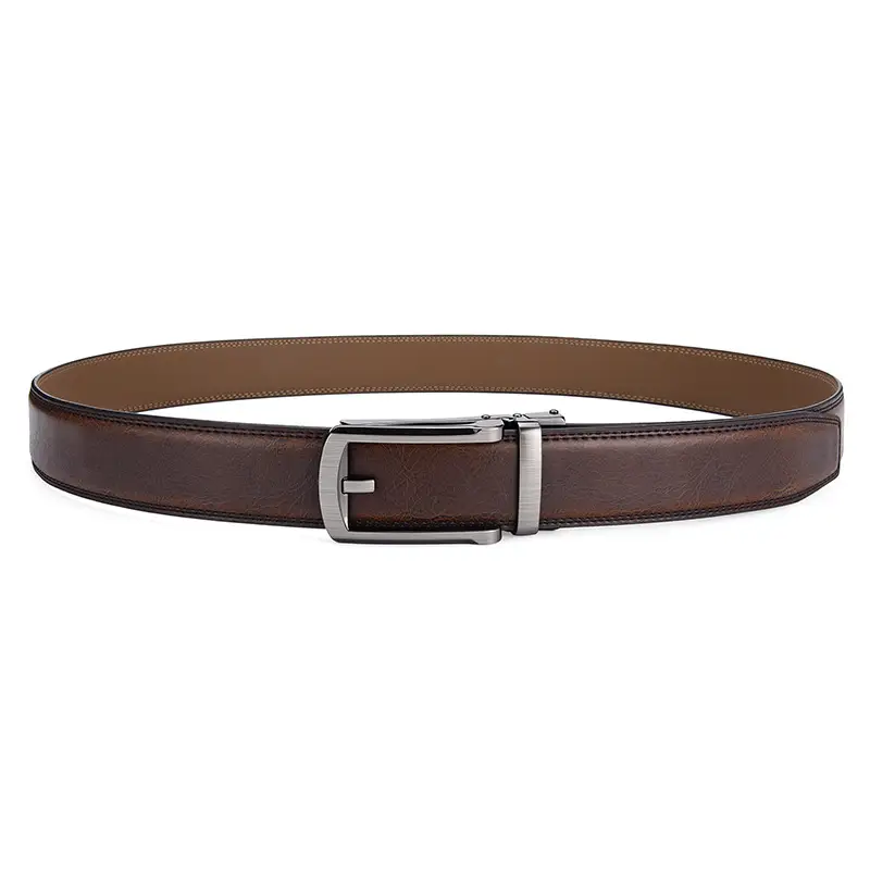 Men's Brown Leather Belt with Stainless Buckle - Image 3
