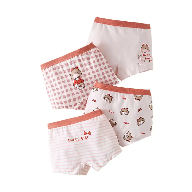 Cotton Girls Boxer Anti-Bacterial Non-clip Shorts