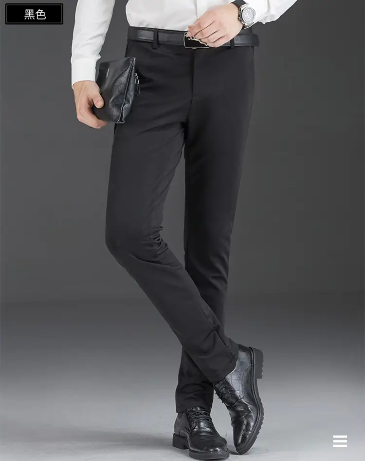 Men Black Stretch Slim Fit Pants 28% Cotton 5% Nylon — feature 11