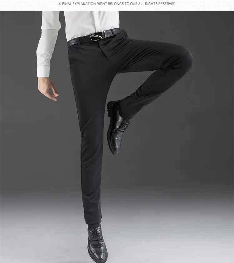 Men Black Stretch Slim Fit Pants 28% Cotton 5% Nylon — feature 12
