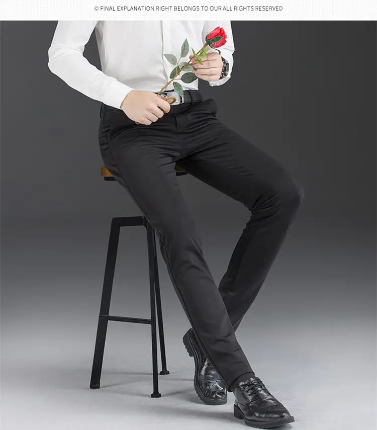 Men Black Stretch Slim Fit Pants 28% Cotton 5% Nylon — feature 13