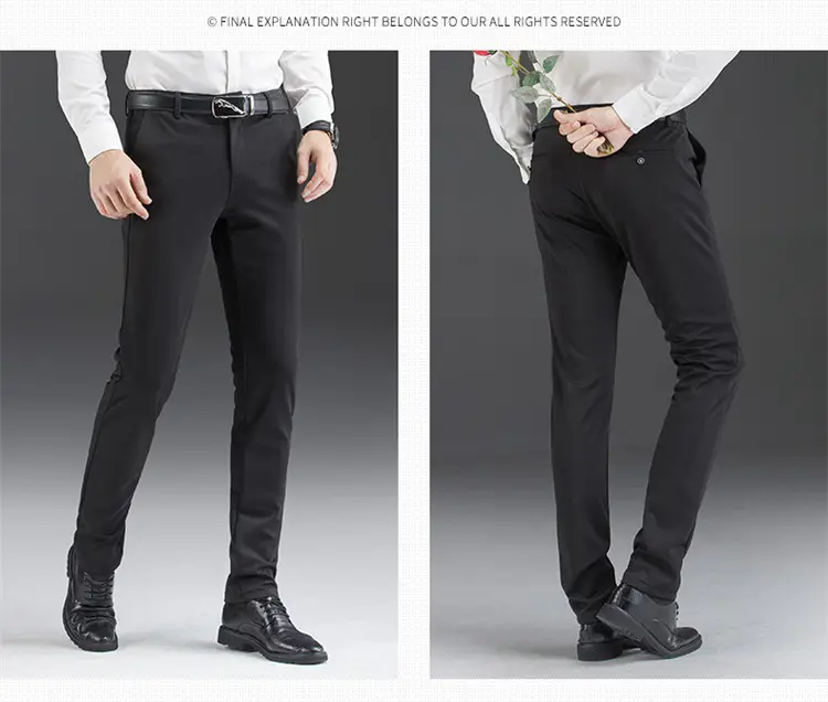 Men Black Stretch Slim Fit Pants 28% Cotton 5% Nylon — feature 14