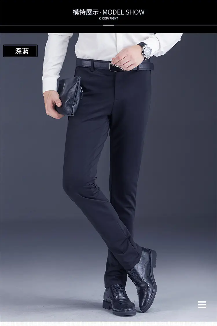 Men Black Stretch Slim Fit Pants 28% Cotton 5% Nylon — feature 15