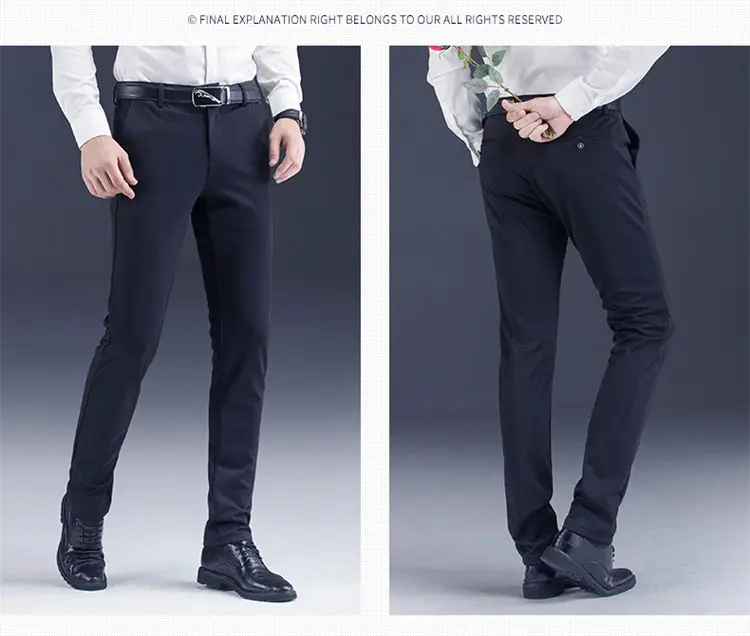 Men Black Stretch Slim Fit Pants 28% Cotton 5% Nylon — feature 17