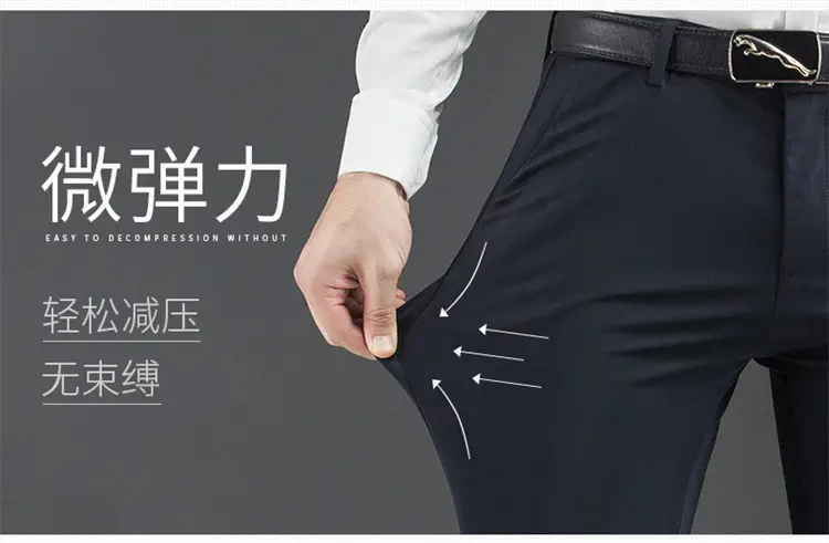 Men Black Stretch Slim Fit Pants 28% Cotton 5% Nylon — feature 7