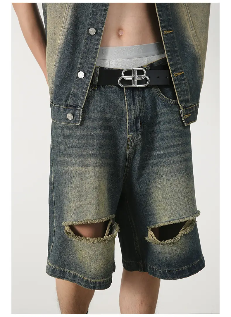 Men Sleeveless Denim Vest Shorts Set Nirben — feature 11