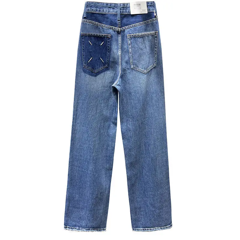 Women Blue Jeans High Waist Loose Fit Casual Summer - Image 5