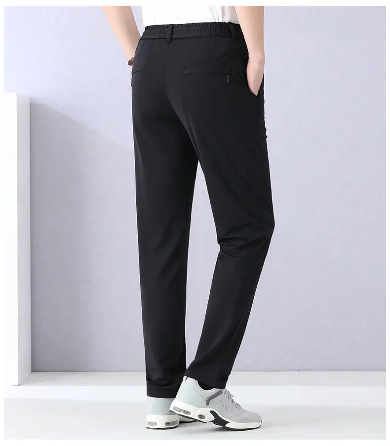 Men Ice Silk Mesh Pants Summer Loose Waist Black — feature 13